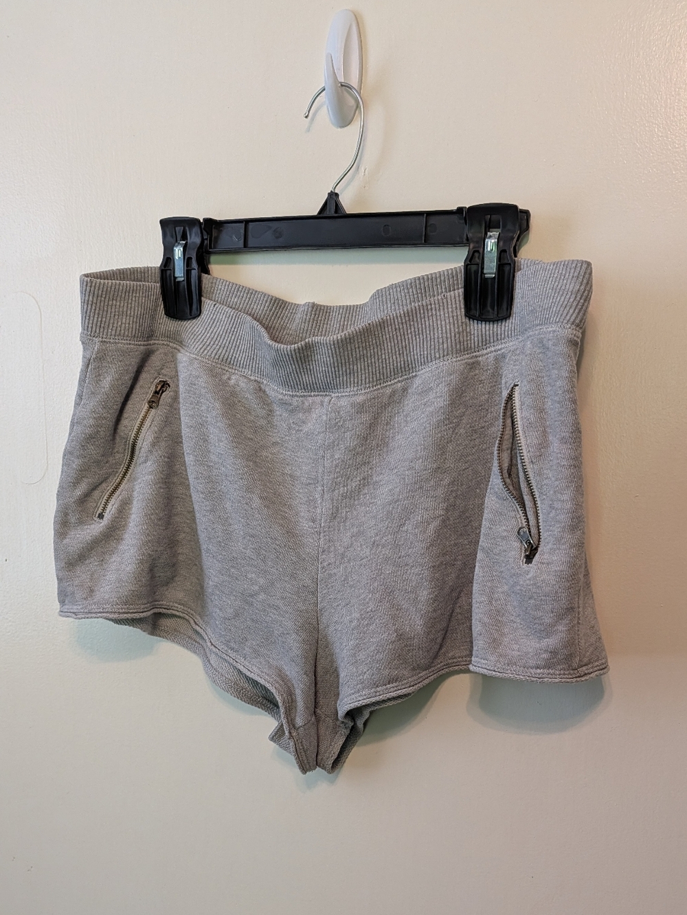 aerie Light Gray Knit Athletic Shorts with Zip Pockets